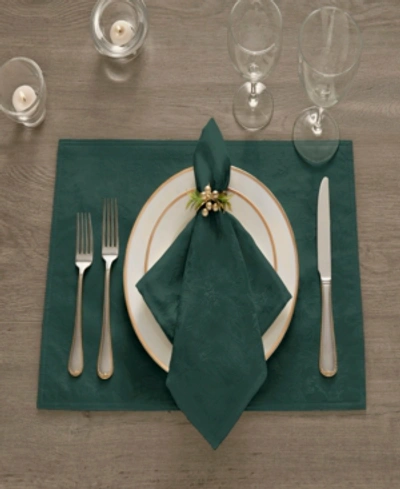 Elrene Poinsettia Elegance Jacquard Holiday Placemat, Set Of 4 In Green