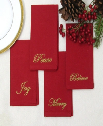 Elrene Holiday Sentiments Napkins, Set Of 4 In Red