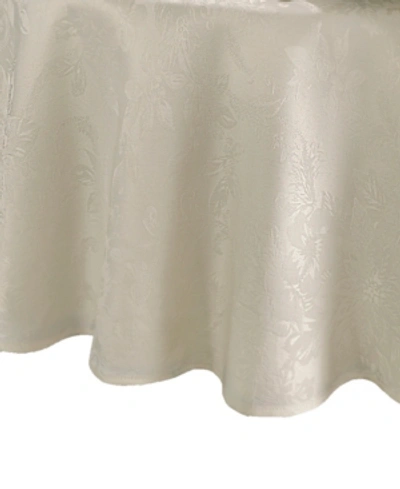 Elrene Poinsettia Elegance Jacquard Holiday Tablecloth In Ivory