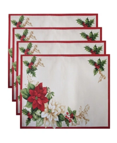 Elrene Red And White Poinsettias Placemat, Set Of 4 In Multi