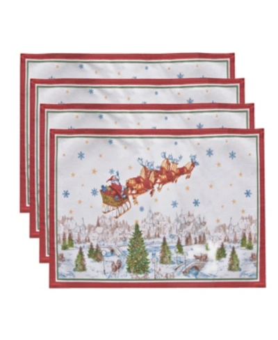 Elrene Santa's Snowy Sleighride Placemat, Set Of 4 In Multi