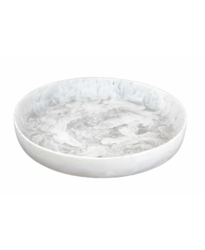 Nashi Home Flat Bowl Medium In White Swirl
