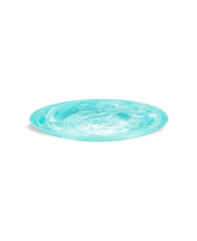 Nashi Home Round Platter In Aqua Swirl