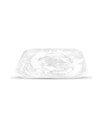 Nashi Home Square Tray Medium In White Swirl