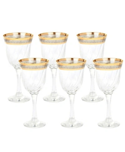 Lorren Home Trends White Wine Melania Collection Smoke - Set Of 6 In Multicolor
