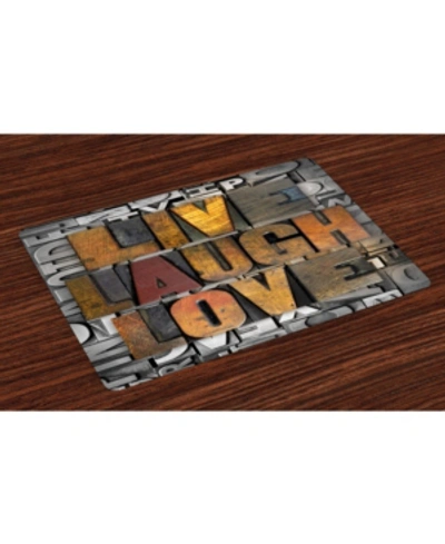 Ambesonne Live Laugh Love Place Mats, Set Of 4 In Multi