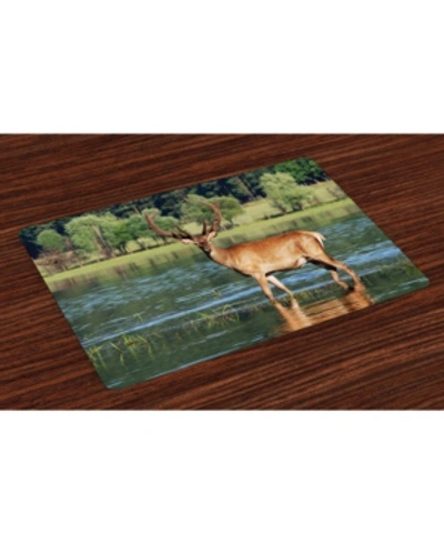Ambesonne Deer Place Mats, Set Of 4 In Green