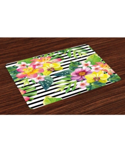 Ambesonne Floral Place Mats, Set Of 4 In Multi