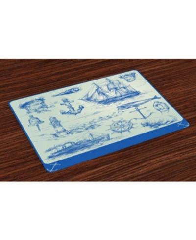 Ambesonne Nautical Anchor Place Mats, Set Of 4 In Multi