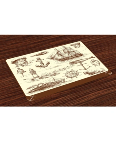 Ambesonne Marine Place Mats, Set Of 4 In Brown