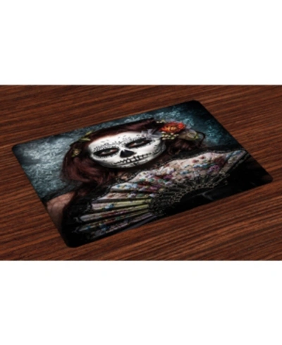 Ambesonne Day Of The Dead Place Mats, Set Of 4 In Multi