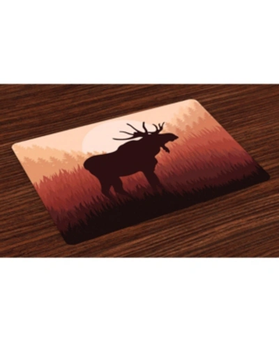 Ambesonne Moose Place Mats, Set Of 4 In Peach