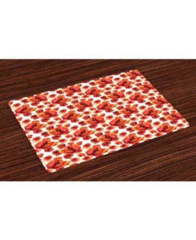 Ambesonne Floral Place Mats, Set Of 4 In Red