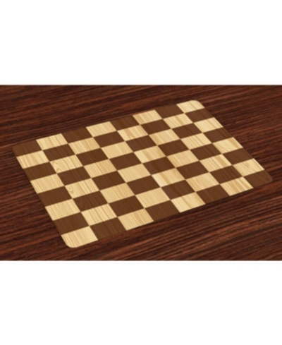Ambesonne Checkered Place Mats, Set Of 4 In Brown