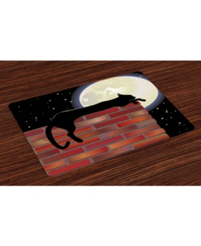 Ambesonne Moon Place Mats, Set Of 4 In Black