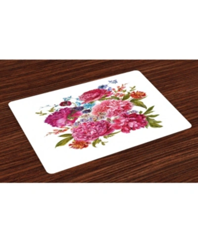 Ambesonne Shabby Flora Place Mats, Set Of 4 In Multi