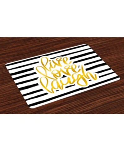 Ambesonne Live Laugh Love Place Mats, Set Of 4 In Black