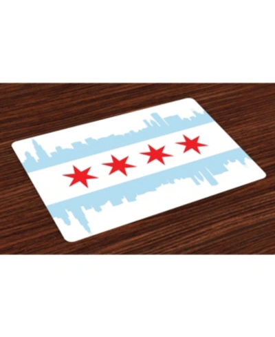 Ambesonne Chicago Skyline Place Mats, Set Of 4 In Red