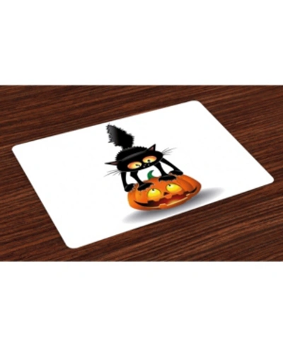 Ambesonne Halloween Place Mats, Set Of 4 In Orange