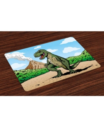 Ambesonne Dinosaur Place Mats, Set Of 4 In Green
