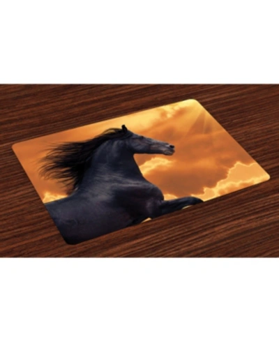 Ambesonne Horses Place Mats, Set Of 4 In Black