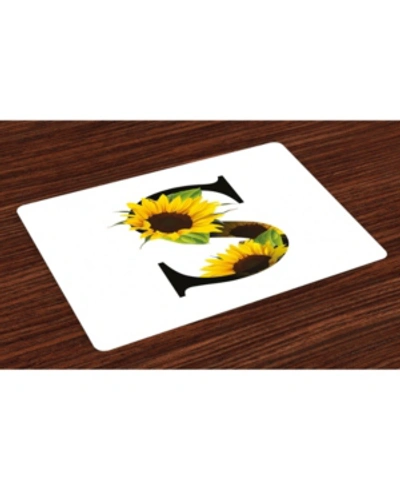 Ambesonne Letter S Place Mats, Set Of 4 In Yellow