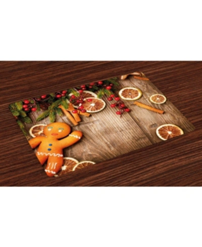 Ambesonne Gingerbread Man Place Mats, Set Of 4 In Brown