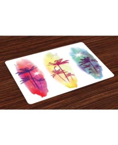 Ambesonne Tropical Place Mats, Set Of 4 In Purple