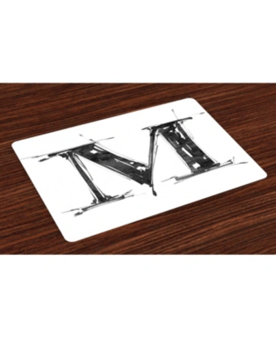 Ambesonne Letter M Place Mats, Set Of 4 In Black