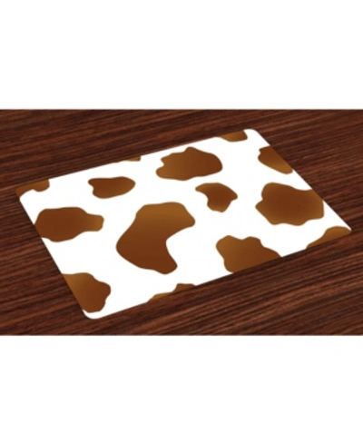 Ambesonne Cow Print Place Mats, Set Of 4 In Multi