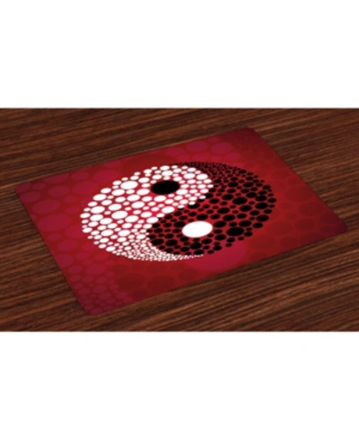 Ambesonne Ying Yang Place Mats, Set Of 4 In Red