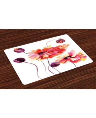 Ambesonne Floral Place Mats, Set Of 4 In Peach