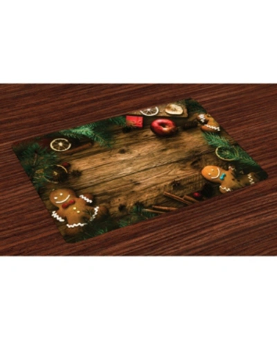 Ambesonne Christmas Place Mats, Set Of 4 In Brown