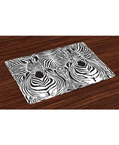 Ambesonne Zebra Print Place Mats, Set Of 4 In Black