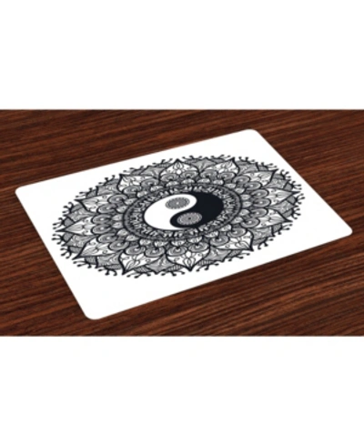 Ambesonne Ying Yang Place Mats, Set Of 4 In Charcoal