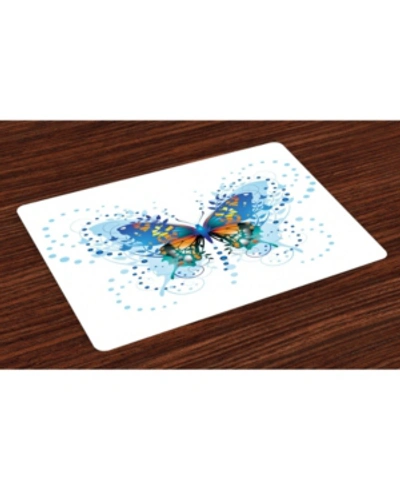 Ambesonne Swallowtail Butterfly Place Mats, Set Of 4 In Blue
