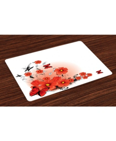 Ambesonne Poppy Place Mats, Set Of 4 In Red