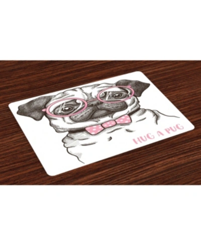 Ambesonne Pug Place Mats, Set Of 4 In Brown