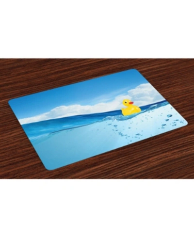 Ambesonne Rubber Duck Place Mats, Set Of 4 In Blue