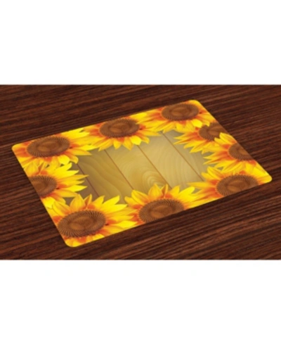 Ambesonne Sunflower Place Mats, Set Of 4 In Brown
