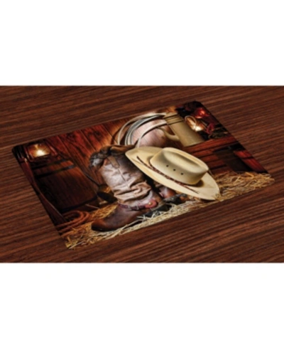 Ambesonne Western Place Mats, Set Of 4 In Brown