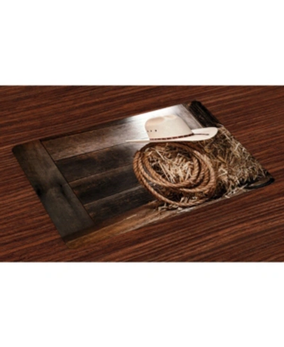 Ambesonne Western Place Mats, Set Of 4 In Brown