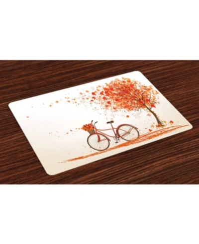 Ambesonne Bicycle Place Mats, Set Of 4 In Orange