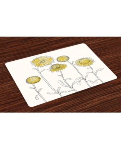 Ambesonne Flower Place Mats, Set Of 4 In Multi
