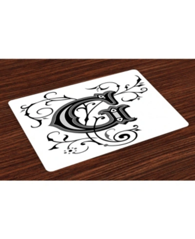 Ambesonne Letter G Place Mats, Set Of 4 In Black