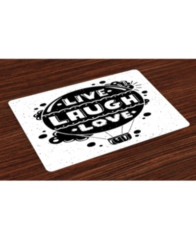 Ambesonne Live Laugh Love Place Mats, Set Of 4 In Black