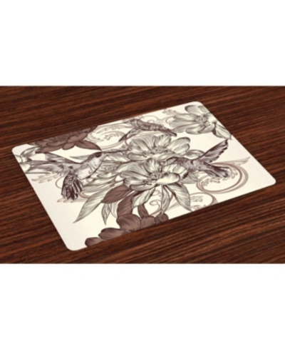 Ambesonne Hummingbirds Place Mats, Set Of 4 In Ivory