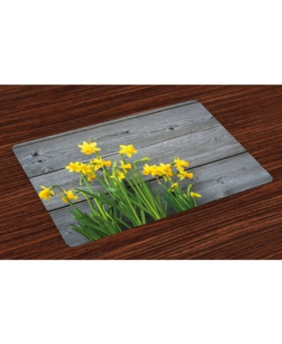 Ambesonne Flower Place Mats, Set Of 4 In Yellow