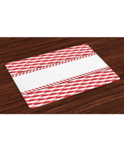 Ambesonne Candy Cane Place Mats, Set Of 4 In Red
