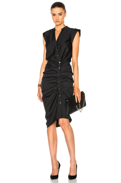 Veronica Beard Ruched Shirt Dress In Black